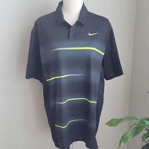 Nike Tiger Woods Collection Men's Dri-fit Golf Polo with Black & Yellow Stripes